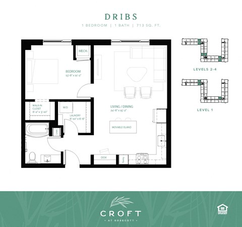 1 bedroom floor plan